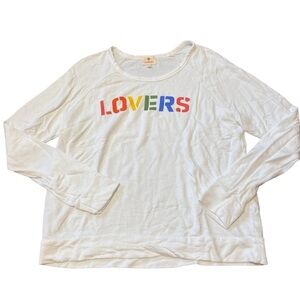 Sundry Anthropologie LOVERS Sweatshirt Terry Long Sleeve Rainbow Top Size Medium